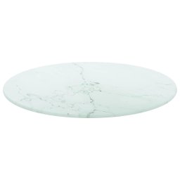 vidaXL Tafelblad Ø40x0,8 cm gehard glas met marmeren design wit