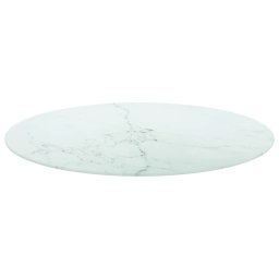 vidaXL Tafelblad Ø80x1 cm gehard glas met marmeren design wit