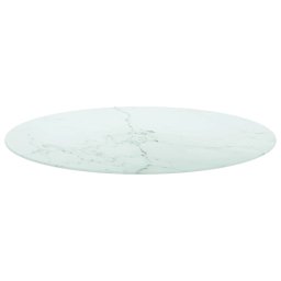 vidaXL Tafelblad Ø90x1 cm gehard glas met marmeren design wit