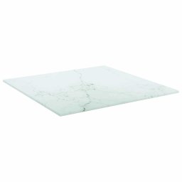 vidaXL Tafelblad 40x40 cm 6 mm gehard glas met marmeren design wit