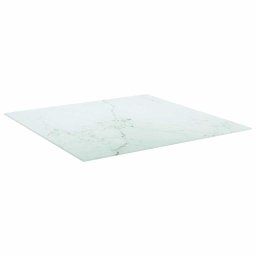 vidaXL Tafelblad 80x80 cm 6 mm gehard glas met marmeren design wit