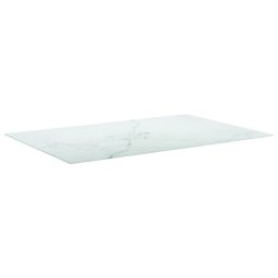 vidaXL Tafelblad 120x62 cm 8 mm gehard glas met marmeren design wit