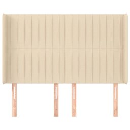 vidaXL Hoofdbord met randen 147x16x118/128 cm stof crèmekleurig