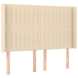 vidaXL Hoofdbord LED 147x16x118/128 cm stof crèmekleurig