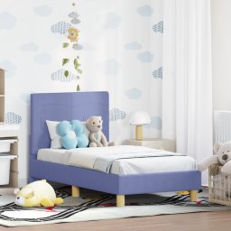 vidaXL Peuterbedframe met hoofdbord Jeans Blauw 70 x 140 cm Stof