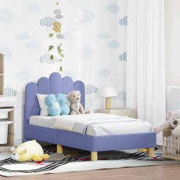 vidaXL Peuterbedframe met hoofdbord Jeans Blauw 70 x 140 cm Stof