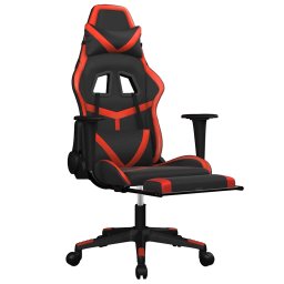 vidaXL Massage gamestoel met voetensteun kunstleer zwart en rood