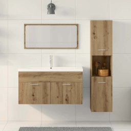 vidaXL 3-delige Badkamermeubelset bewerkt hout artisanaal eikenkleur