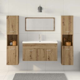 vidaXL 4-delige Badkamermeubelset bewerkt hout artisanaal eikenkleur
