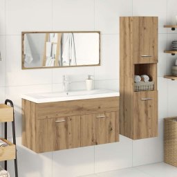 vidaXL 4-delige Badkamermeubelset bewerkt hout artisanaal eikenkleur