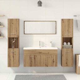 vidaXL 5-delige Badkamermeubelset bewerkt hout artisanaal eikenkleur