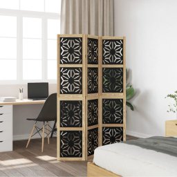 vidaXL Kamerscherm met 3 panelen massief paulowniahout zwart
