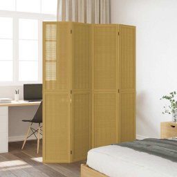 vidaXL Kamerscherm met 4 panelen massief paulowniahout bruin