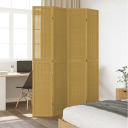 vidaXL Kamerscherm met 4 panelen massief paulowniahout bruin