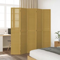vidaXL Kamerscherm met 5 panelen massief paulowniahout bruin