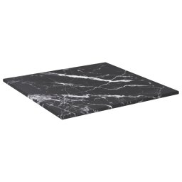 vidaXL Tafelblad 30x30 cm 6 mm gehard glas met marmeren design zwart