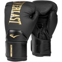 EVERLAST ELITE 2 BOXING GLOVES, BLACK/GOLD,