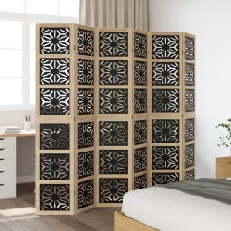 vidaXL Kamerscherm met 6 panelen massief paulowniahout bruin en zwart