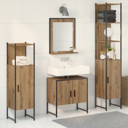 vidaXL Badkamermeubelset 4 st Bruin 33 x 33 x 185,5 cm Bewerkt hout