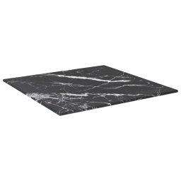 vidaXL Tafelblad 40x40 cm 6 mm gehard glas met marmeren design zwart