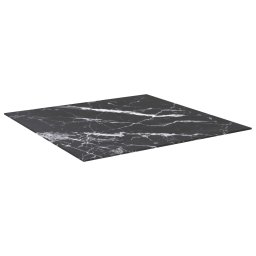 vidaXL Tafelblad 80x80 cm 6 mm gehard glas met marmeren design zwart