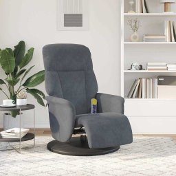 vidaXL Massage Recliner Stoel Donkergrijs 91 x 71 x 105 cm Fluweel
