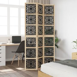 vidaXL Kamerscherm met 3 panelen massief paulowniahout zwart