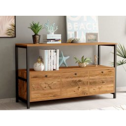 Dressoir NETERO 3 deuren atlantische pijnboom/zwart
