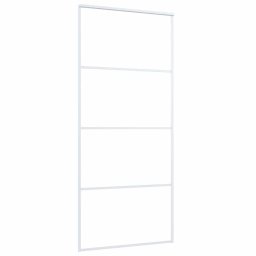 vidaXL Schuifdeur 90x205 cm ESG-glas en aluminium wit