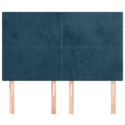 vidaXL Hoofdbord donkerblauw 144x5x118/128 cm fluweel