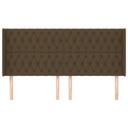 vidaXL Hoofdbord met randen 203x16x118/128 cm stof donkerbruin