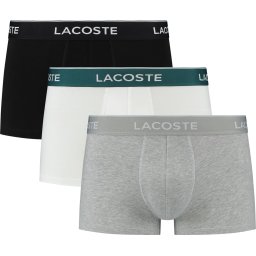 Lacoste Maat M Heren 3-pack Trunk - Zwart/Grijs/Wit/Blauw
