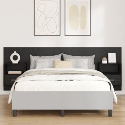 vidaXL Hoofdbord Met Kast met lade 3 pcs Zwart Eiken Bewerkt hout