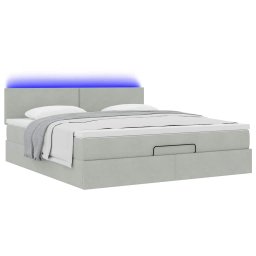 vidaXL Ottoman bed met matras en LED's 180x200cm fluweel lichtgrijs