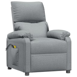 vidaXL Massagestoel elektrisch stof lichtgrijs