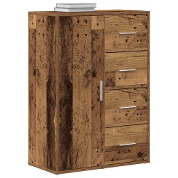 vidaXL Dressoir met lade Oudhout 60 x 31 x 84 cm Bewerkt hout