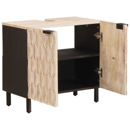 vidaXL Badkamer wastafelkast Wit 62 x 33 x 58 cm Massief Mango Hout