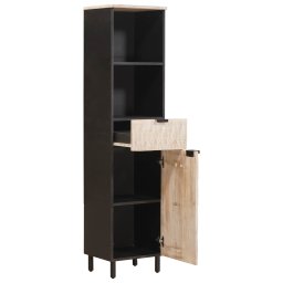 vidaXL Badkamerkast Zwart en Wit 38 x 33 x 160 cm Massief Mango Hout