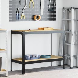 vidaXL Werkbank Zwart 115 x 55 x 91 cm Bewerkt hout en metaal