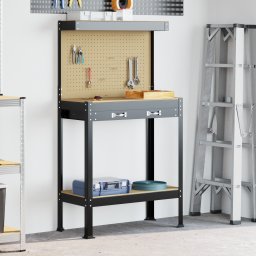 vidaXL Werkbank Zwart 81 x 41 x 145 cm Bewerkt hout en metaal