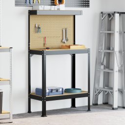 vidaXL Werkbank Zwart 81 x 41 x 145 cm Bewerkt hout en metaal