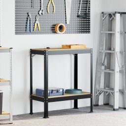 vidaXL Werkbank met plank Zwart 81 x 41 x 91 cm Bewerkt hout en metaal