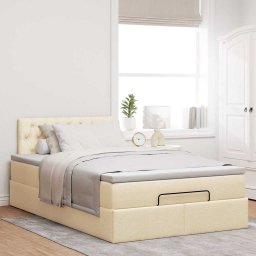 vidaXL Ottoman bed met matras 120x200cm stof crèmekleurig