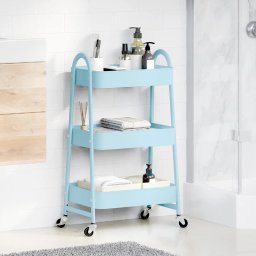 vidaXL Opbergtrolley 3-laags 42x41,5x77 cm staal blauw