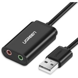 Externe geluidskaart muziekadapter USB - 3,5 mm mini-jack kabel 15 cm zwart