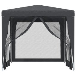 vidaXL Partytent met 4 mesh zijwanden 2,5x2,5 m HDPE antracietkleurig