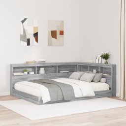 vidaXL Opberghoofdbord met plank Grijs Sonoma 150 cm Bewerkt hout