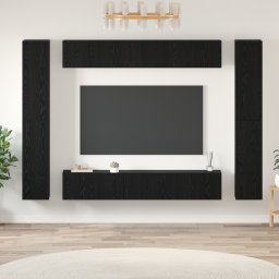 vidaXL Tv-meubelset 10 st Zwart Eiken Bewerkt hout