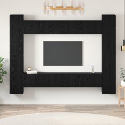 vidaXL Tv-meubelset 10 st Zwart Eiken Bewerkt hout