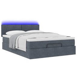 vidaXL Ottoman bed met matras en LED's 140x190cm fluweel donkergrijs